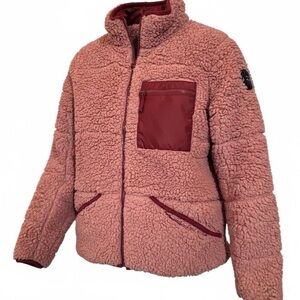 Simply Southern Sherpa Puffer Jacket Rose Pink Teddy Fleece XLarge Cottage